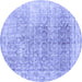 Round Persian Blue Traditional Rug, tr3568blu