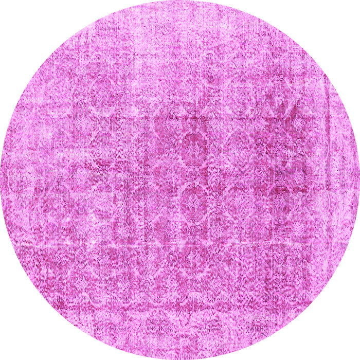 Round Machine Washable Persian Pink Traditional Rug, wshtr3568pnk