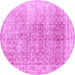 Round Machine Washable Persian Pink Traditional Rug, wshtr3568pnk