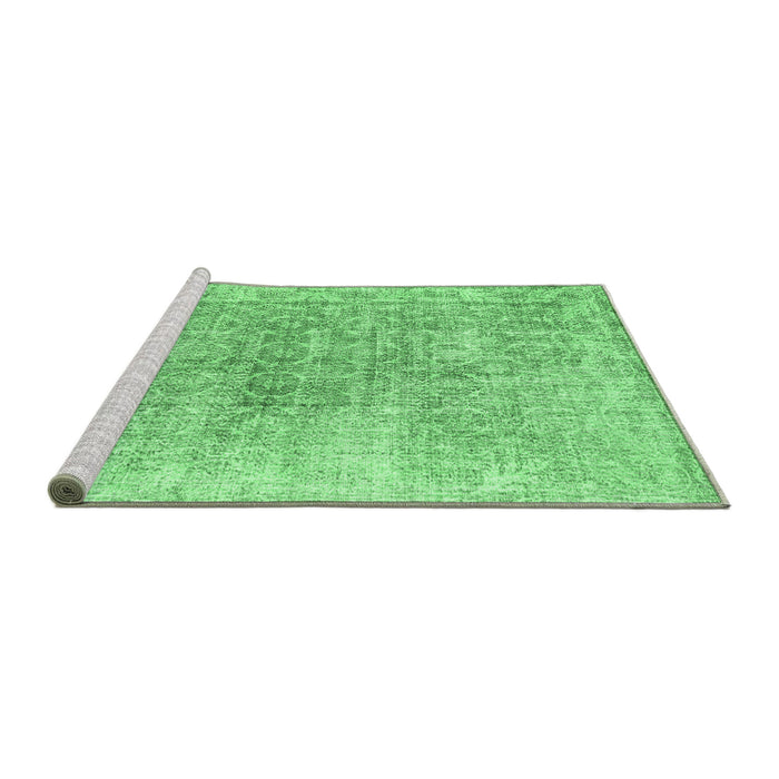 Sideview of Machine Washable Persian Emerald Green Traditional Area Rugs, wshtr3568emgrn