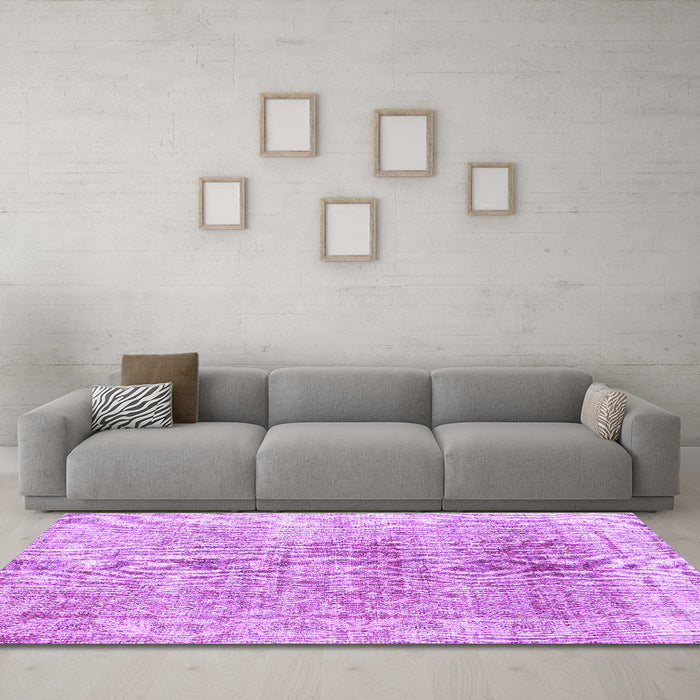 Machine Washable Persian Purple Traditional Area Rugs in a Living Room, wshtr3568pur