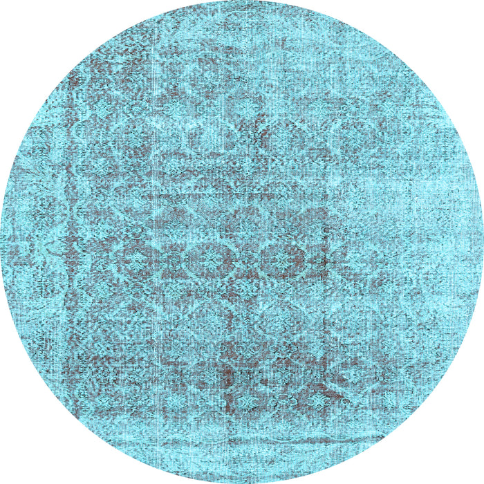 Round Machine Washable Persian Light Blue Traditional Rug, wshtr3568lblu
