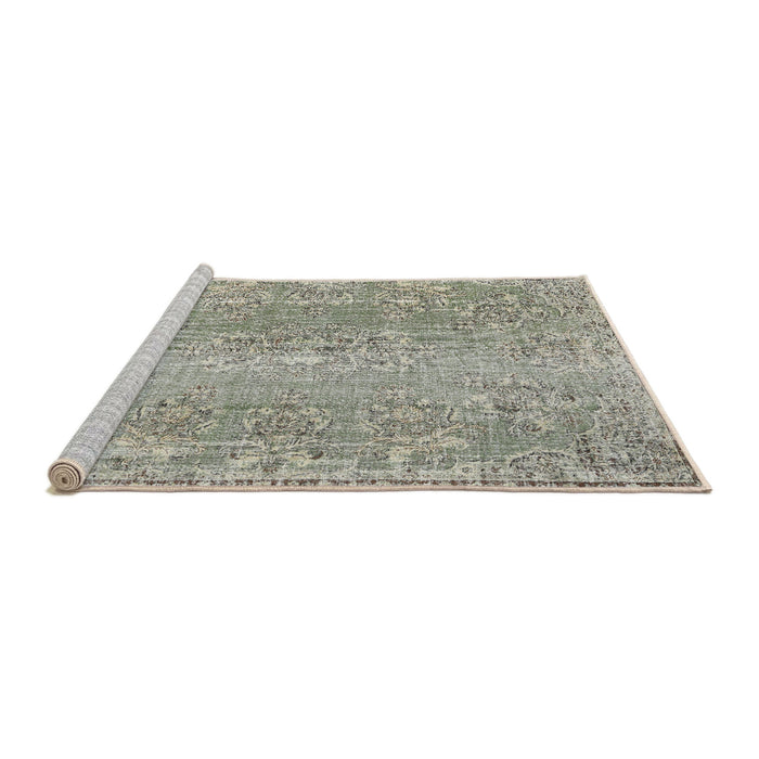 Sideview of Machine Washable Traditional Khaki Green Rug, wshtr3569