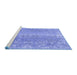 Sideview of Machine Washable Persian Blue Traditional Rug, wshtr3569blu