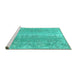 Sideview of Machine Washable Persian Turquoise Traditional Area Rugs, wshtr3569turq