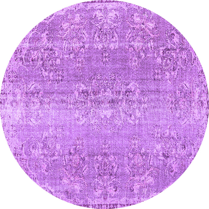 Round Machine Washable Persian Purple Traditional Area Rugs, wshtr3569pur