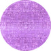 Round Machine Washable Persian Purple Traditional Area Rugs, wshtr3569pur