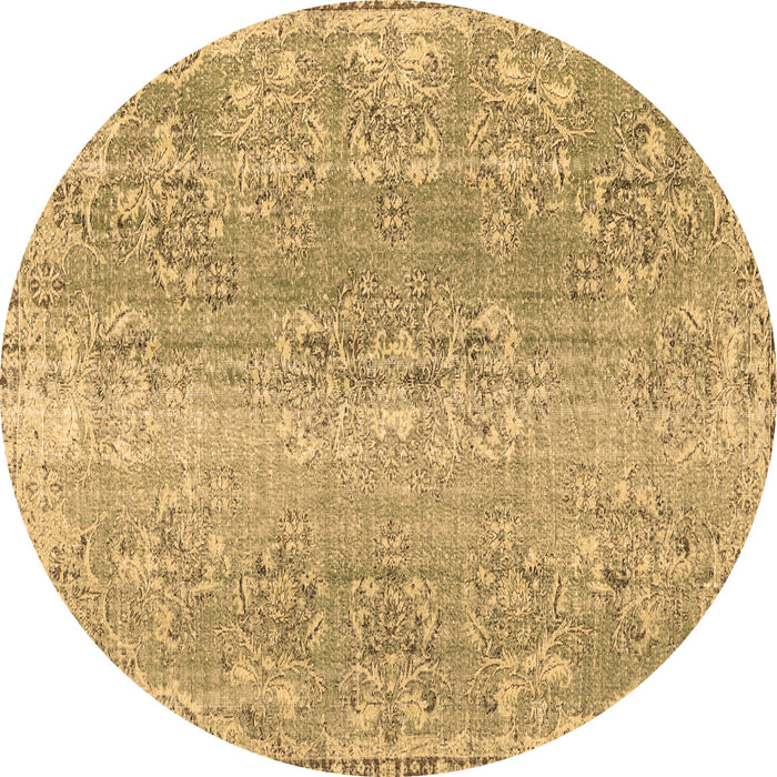 Round Persian Brown Traditional Rug, tr3569brn