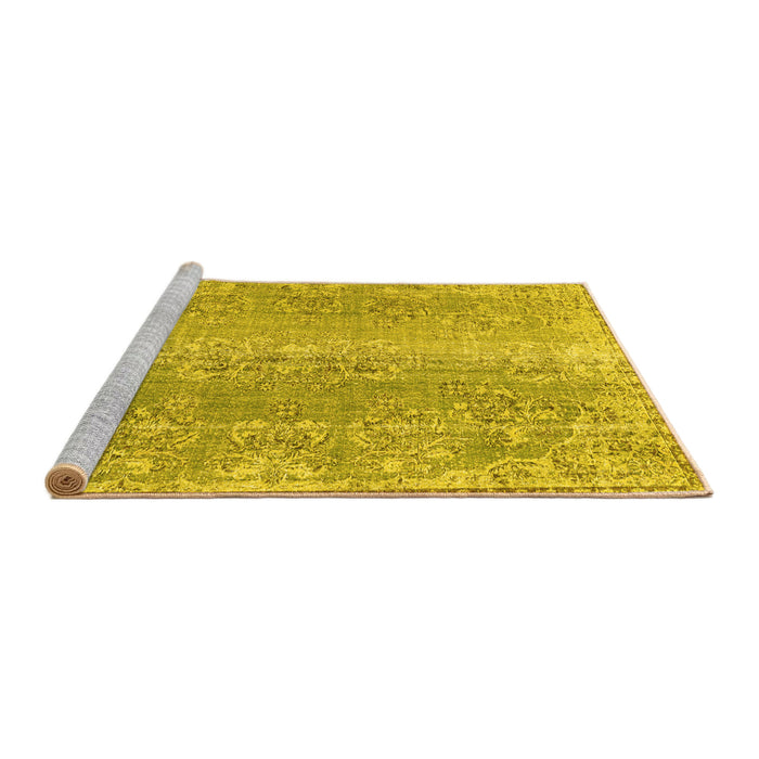 Sideview of Machine Washable Persian Yellow Traditional Rug, wshtr3569yw