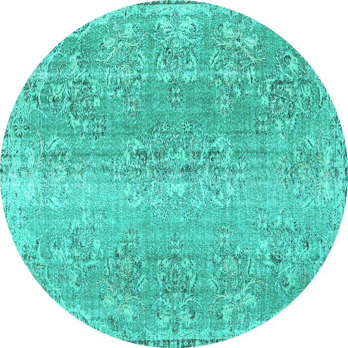 Round Machine Washable Persian Turquoise Traditional Area Rugs, wshtr3569turq
