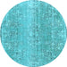 Round Persian Light Blue Traditional Rug, tr3569lblu