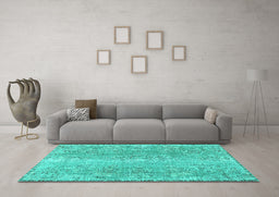 Machine Washable Persian Turquoise Traditional Area Rugs in a Living Room,, wshtr3569turq