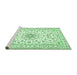 Sideview of Machine Washable Medallion Emerald Green Traditional Area Rugs, wshtr356emgrn