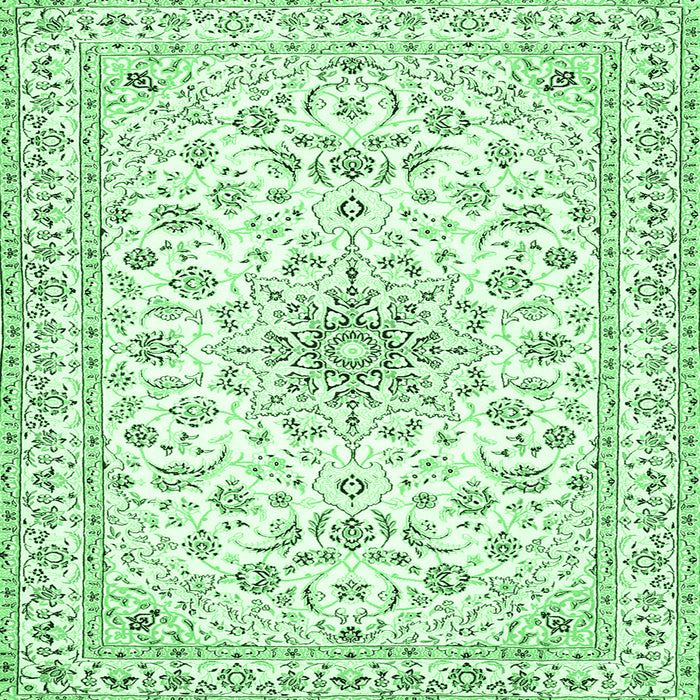 Square Machine Washable Medallion Emerald Green Traditional Area Rugs, wshtr356emgrn