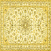 Square Machine Washable Medallion Yellow Traditional Rug, wshtr356yw