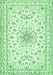 Machine Washable Medallion Emerald Green Traditional Area Rugs, wshtr356emgrn