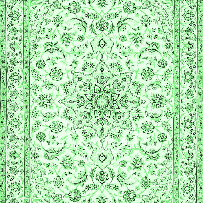 Machine Washable Medallion Emerald Green Traditional Area Rugs, wshtr356emgrn