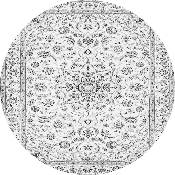 Machine Washable Medallion Gray Traditional Rug, wshtr356gry