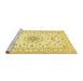 Sideview of Machine Washable Medallion Yellow Traditional Rug, wshtr356yw