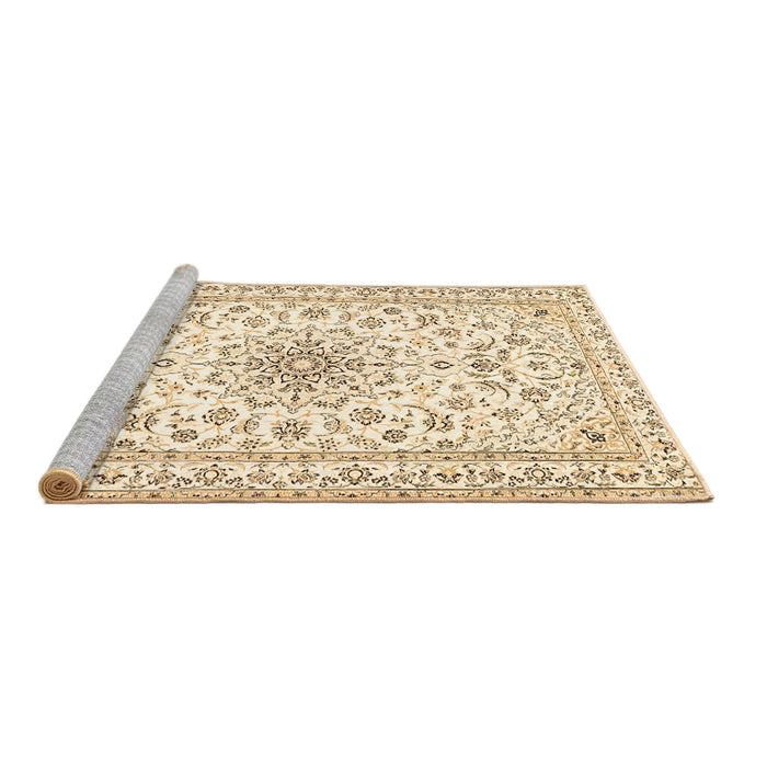 Sideview of Machine Washable Medallion Brown Traditional Rug, wshtr356brn