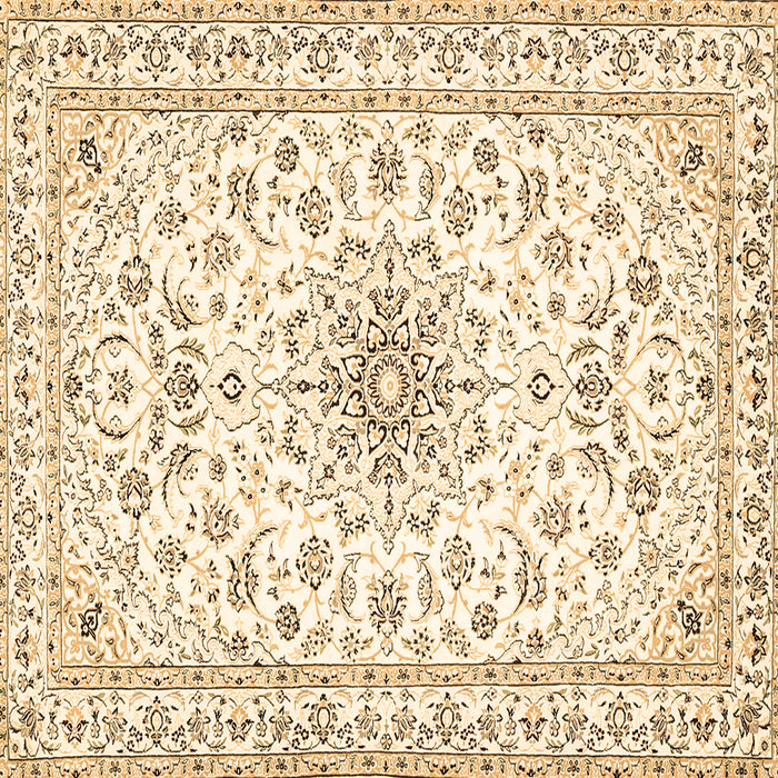 Square Machine Washable Medallion Brown Traditional Rug, wshtr356brn