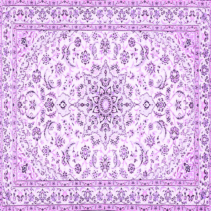 Square Machine Washable Medallion Purple Traditional Area Rugs, wshtr356pur