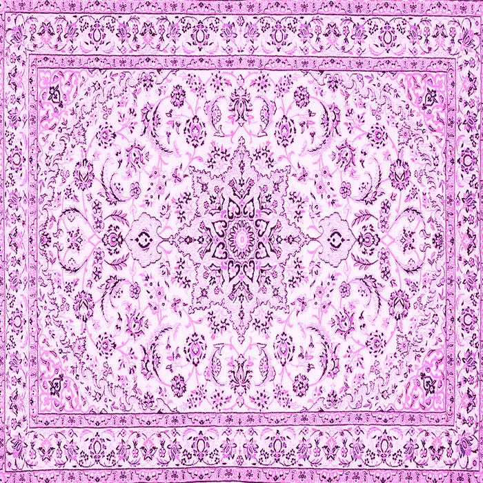 Square Machine Washable Medallion Pink Traditional Rug, wshtr356pnk
