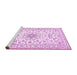 Sideview of Machine Washable Medallion Pink Traditional Rug, wshtr356pnk