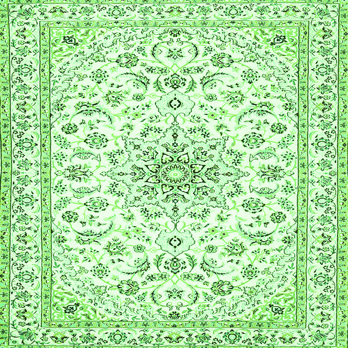 Round Machine Washable Medallion Green Traditional Area Rugs, wshtr356grn