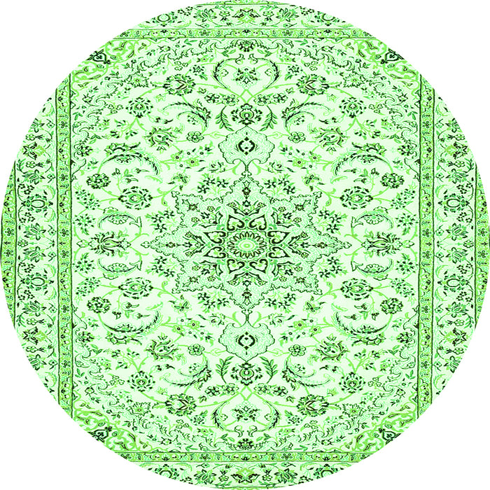 Machine Washable Medallion Green Traditional Area Rugs, wshtr356grn