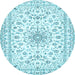 Round Medallion Light Blue Traditional Rug, tr356lblu