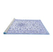 Sideview of Machine Washable Medallion Blue Traditional Rug, wshtr356blu