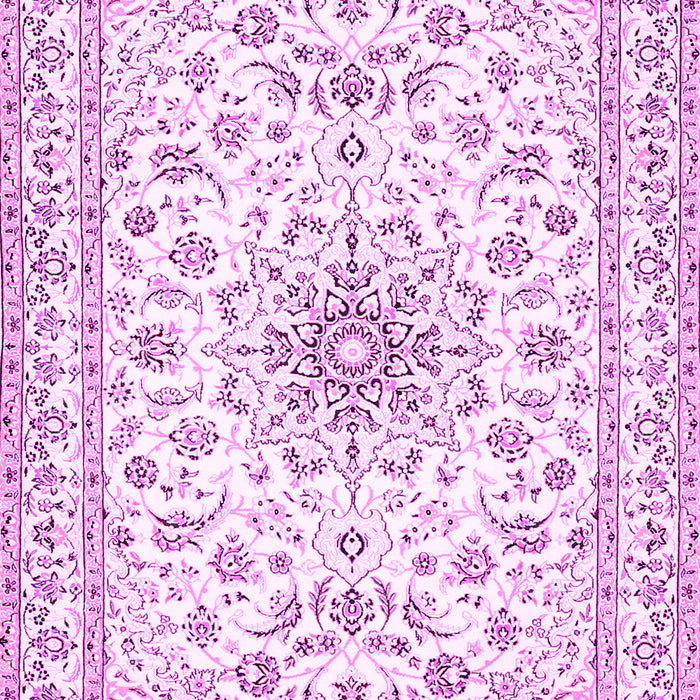 Machine Washable Medallion Pink Traditional Rug, wshtr356pnk