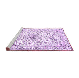 Sideview of Machine Washable Medallion Purple Traditional Area Rugs, wshtr356pur