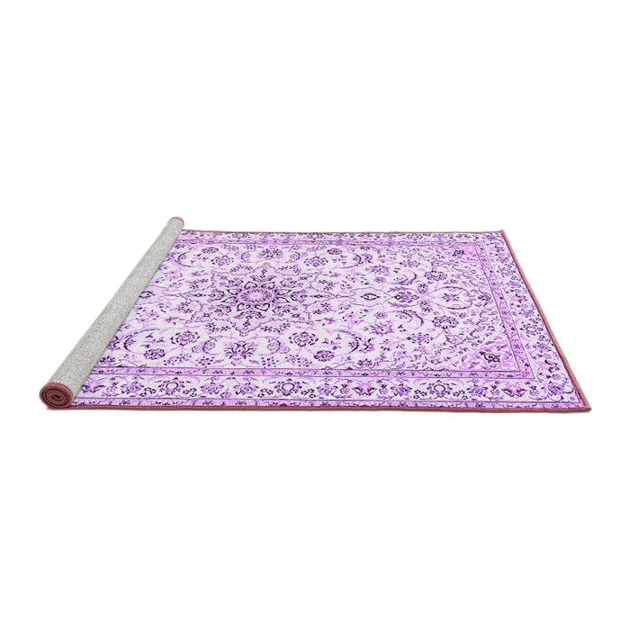Sideview of Machine Washable Medallion Purple Traditional Area Rugs, wshtr356pur