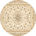 Round Medallion Brown Traditional Rug, tr356brn