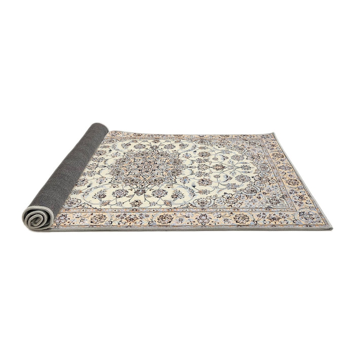 Sideview of Traditional Champagne Beige Medallion Rug, tr357