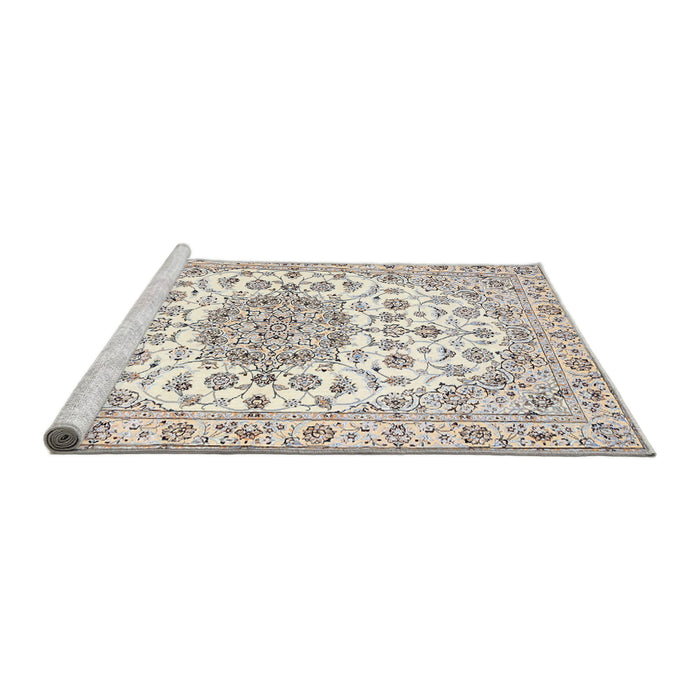 Sideview of Machine Washable Traditional Champagne Beige Rug, wshtr357