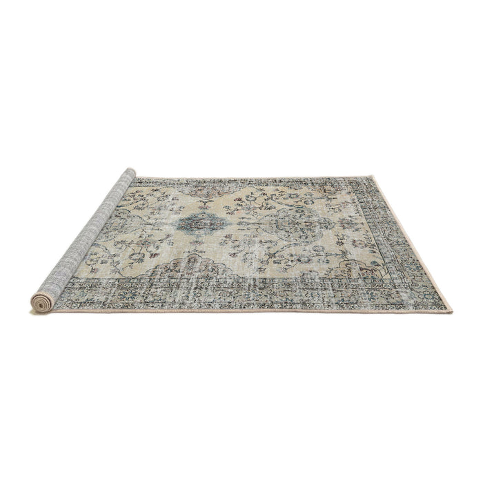 Sideview of Machine Washable Traditional Sage Green Rug, wshtr3570