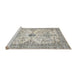 Sideview of Machine Washable Traditional Sage Green Rug, wshtr3570