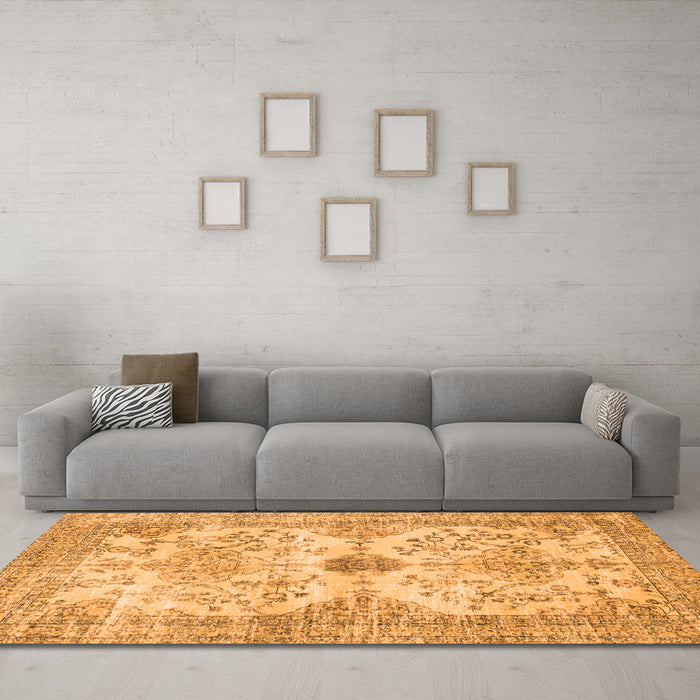 Machine Washable Persian Orange Traditional Area Rugs in a Living Room, wshtr3570org