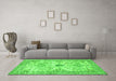 Machine Washable Persian Green Traditional Area Rugs in a Living Room,, wshtr3570grn