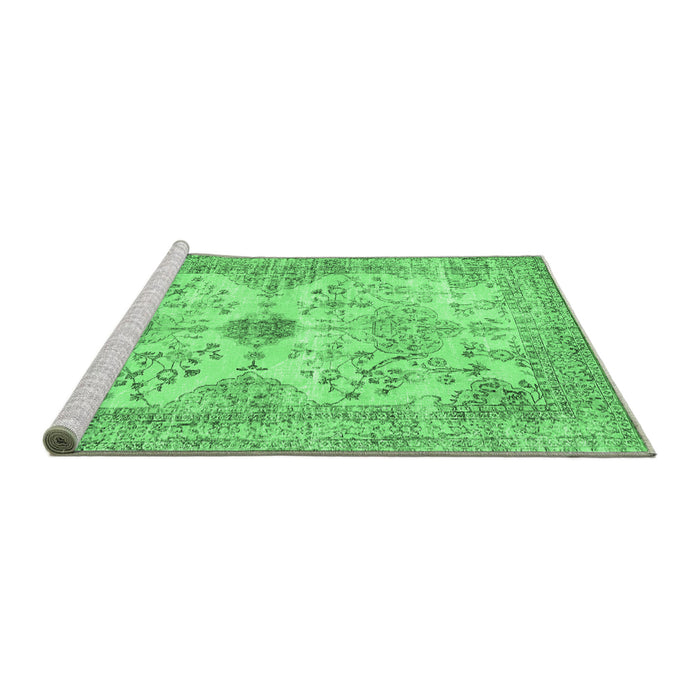 Sideview of Machine Washable Persian Emerald Green Traditional Area Rugs, wshtr3570emgrn