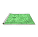 Sideview of Machine Washable Persian Emerald Green Traditional Area Rugs, wshtr3570emgrn