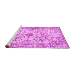 Sideview of Machine Washable Persian Pink Traditional Rug, wshtr3570pnk