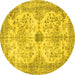 Round Persian Yellow Traditional Rug, tr3570yw