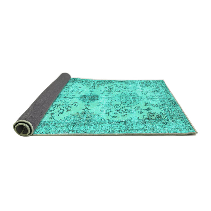 Sideview of Persian Turquoise Traditional Rug, tr3570turq