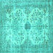 Square Persian Turquoise Traditional Rug, tr3570turq