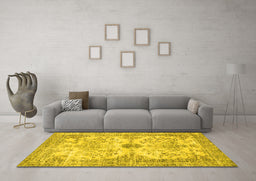 Machine Washable Persian Yellow Traditional Rug in a Living Room, wshtr3570yw