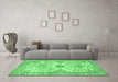 Machine Washable Persian Emerald Green Traditional Area Rugs in a Living Room,, wshtr3570emgrn